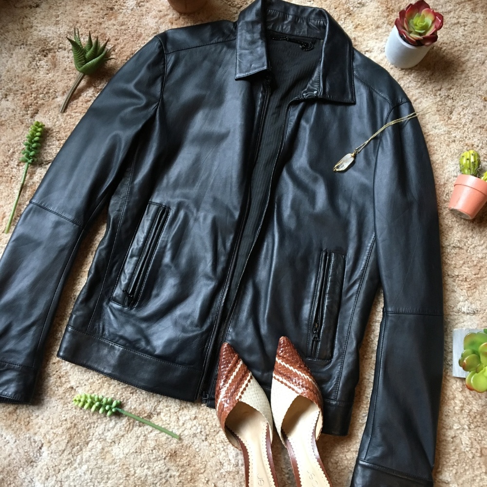 {Elie Tahari} 100% Lambs Black Leather Jacket, S